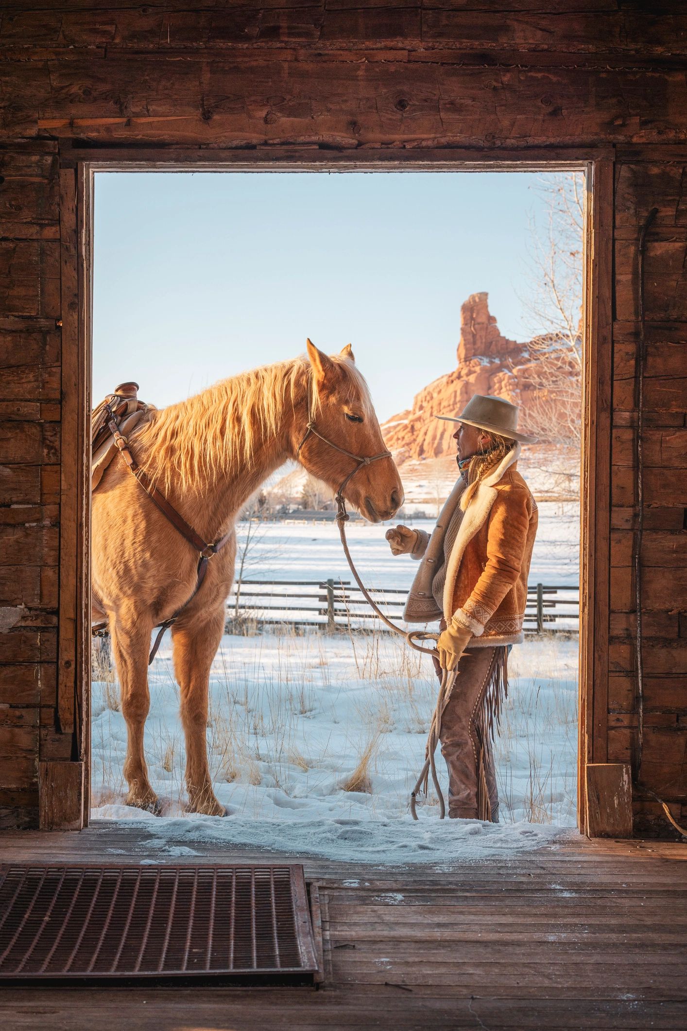 Working ranch landscape in winter